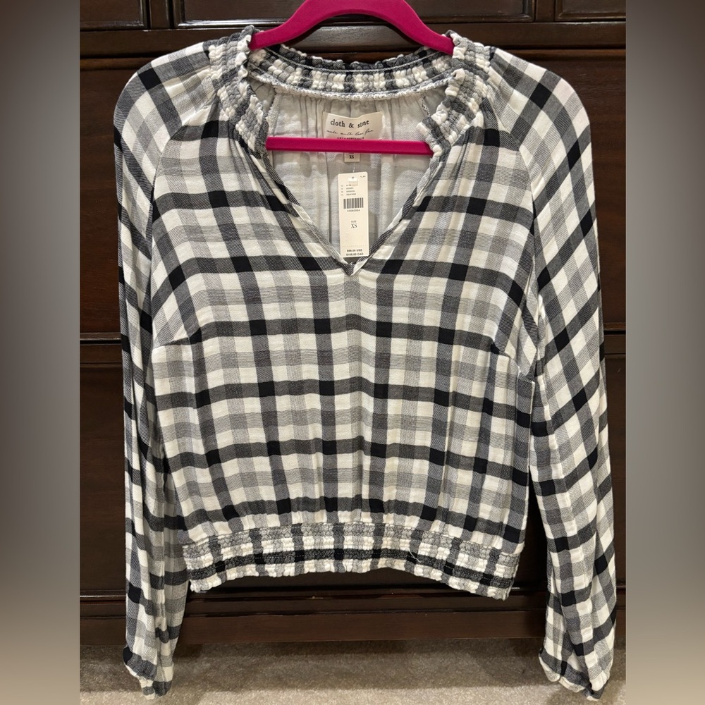 Anthropologie cloth and stone plaid top